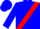 Blue, white 'g' on red sash, blue cap