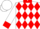 White, red diamonds, red collar, red cuffs