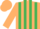 Beige and emerald green stripes, beige cap