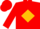 Red, gold 's' on gold diamond, red cap