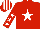 Red, white star, white stars on sleeves, striped cap