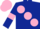 Dark blue, large pink spots, armlets and cap