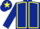 Dark blue, yellow seams, yellow star on cap