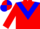 Red, blue chevron, red sleeves, quartered cap