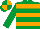 Emerald green & orange hooped, quartered cap