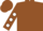 Brown, white circled white 'f' and 'horse', white dots on sleeves