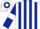White and dark blue stripes, dark blue sleeves, white armlets, white and dark blue hooped cap
