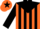 Orange, black yoke, black stripes on sleeves, orange cap, black star