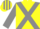 Yellow, grey cross belts, grey diablo on sleeves, striped cap