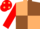Beige and Brown (quartered), Red sleeves, Red cap, Beige spots