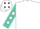White, turquoise 'r/r' turquoise sleeves, white diamonds