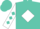 Turquoise, white diamond 'lw', white sleeves, turquoise diamonds