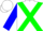 White, green cross sashes, blue slvs