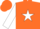 Orange, white star, orange bars on white sleeves