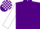 Purple, white sleeves, purple and white check cap