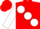 Red, large white spots and sleeves, red cap