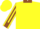 Yellow, brown stripe on sleeves, brown collar and cuffs