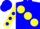 Blue, large Yellow spots, Yellow Sleeves, Blue Dots, Blue Cap