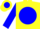 Yellow, blue ball, yellow bars on blue slvs