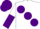 White body, purple large spots, white sleeves, purple halved, purple cap