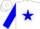 White, white star on blue diamond blue sleeves