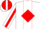 White, red diamond frame, red diamond stripe