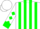 White, green 'ra' front and back, green panels, cuffs and collar, green diamonds on sleeves,