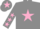 Grey, pink star, grey sleeves, pink stars, grey cap, pink star