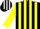 Black, white panels, yellow stripes on sleeves