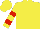 Yellow, red hooped sleeves