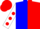 Blue, white sleeves, red spots, halved cap