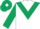 White body, dark green chevron, dark green arms, dark green cap, white diamond