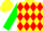 Yellow, red diamonds, green sleeves