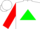 White, green triangle, green and red blocks on sleeves, white cap