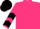 Hot pink, black 'w', black chevrons on sleeves, black cap