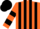 Orange, black stripes, black bars on sleeves, orange and black cap
