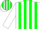 White, green 'pt' green stripes on white sleeves