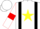 White, black braces, yellow star, black armlets on red sleeves