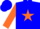 Blue, blue '5g' on orange star, blue and orange blocks on sleeves,