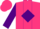 Hot pink, purple diamond emblem on back, purple diamond stripe & cuffs on sleeves