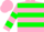 Pink, green hoops, green hoops on sleeves, pink cap