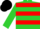 Lime green, red hoops, black cap