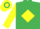 Emerald green, yellow diamond and sleeves, hooped cap