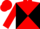 Red body, black diabolo, red arms, black diaboloes, red cap, black checked