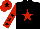 Black, red star, red sleeves, black stars, red cap, black star