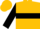 Gold, gold 'ps' on black hoop, black hoop on sleeves, gold cap
