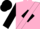 Pink, black diamond sash, pink diamond stripe on black sleeves, black cap