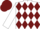 White, burgundy diamonds on black belt, black band on white sleeves, burgundy cap