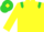Yellow body, lime green epaulettes, yellow arms, lime green hooped, lime green cap, yellow diamond