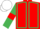 RED, EMERALD GREEN seams, EMERALD GREEN sleeves, RED armlets, WHITE cap